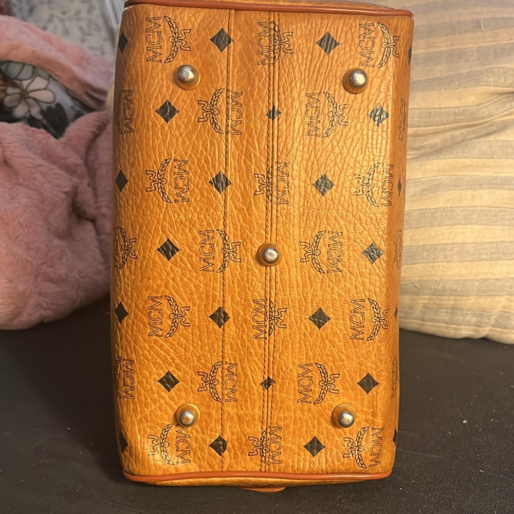 MCM Orange and Brown Logo Satchel - Picture 6 of 15